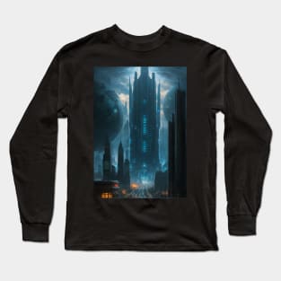 Railway of a Futuristic Dystopian City Long Sleeve T-Shirt